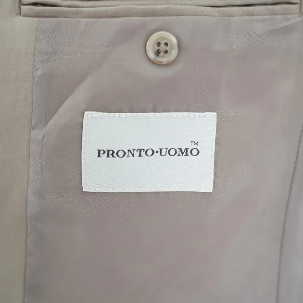 Pronto Uomo Comfort Stretch‎ Wool Tan Blazer 38R 2 Button Tagged 39S